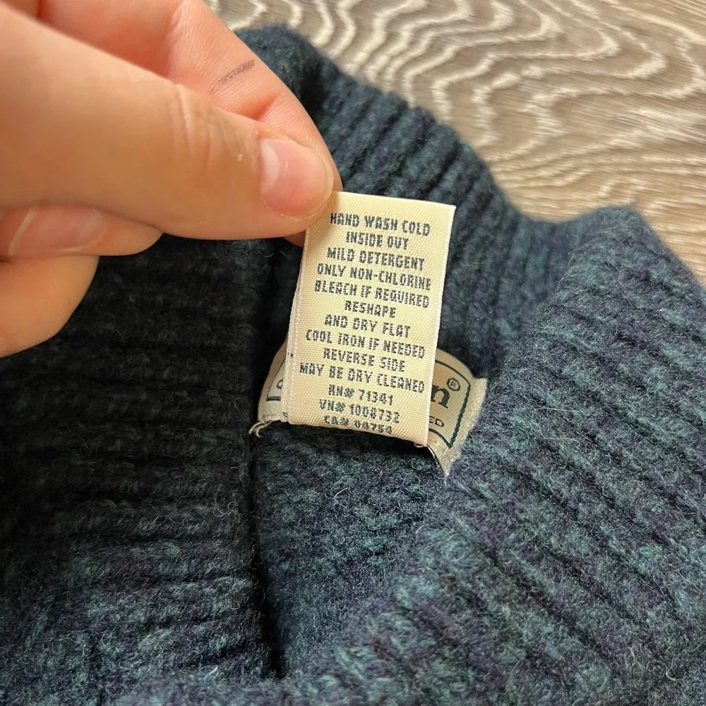 LL Bean Lambswool Henley Sweater Mens XL Tall Gray Mock Neck Button Knit AM89